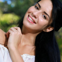 Beautiful blackhaired girl Lola Marron invites you on a romantic getaway in the woods in Lemany