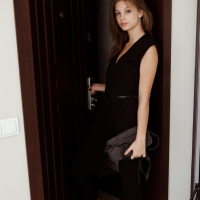 Pretty girl Emma Sweet strips out of her black dress for you in Jlcara