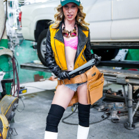 Kinky brunette babe Anya Olsen having fun with one dirty mechanic