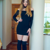 Juicy Kay Jay strips black dress and shows body