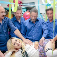 Filthy blnde teen Minxx Marley gets shagged by a bunch of security men