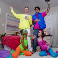 Foursome sex with Chloe Temple and Venus Vixen and their stepbrothers
