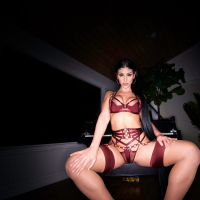 Busty beauty Queenie Sateen is dominated by black dude in sexy lingerie