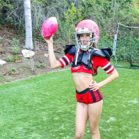 Petite football player Alexia Anders gets plugged with a king size shaft