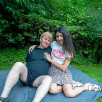 Slim sweetie Katty West having fun with a hard pecker outdoors