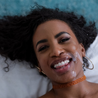 Horny black beauty Demi Sutra seduces and fucks her lucky stepbrother
