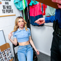 Ginger hottie Demi Hawks gets exposed for stealing by security guard