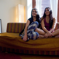 Jade Indica posing with Charley Chase in pajamas