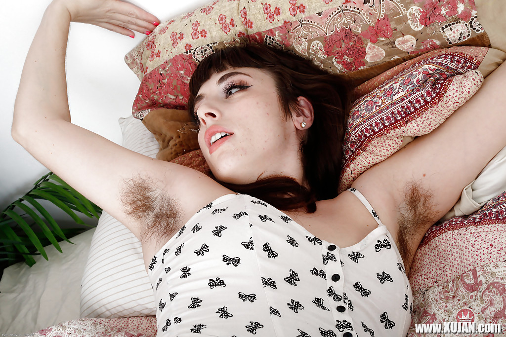 Aged brunette female Simone Delilah showing off hairy pits and legs - Photo #470090