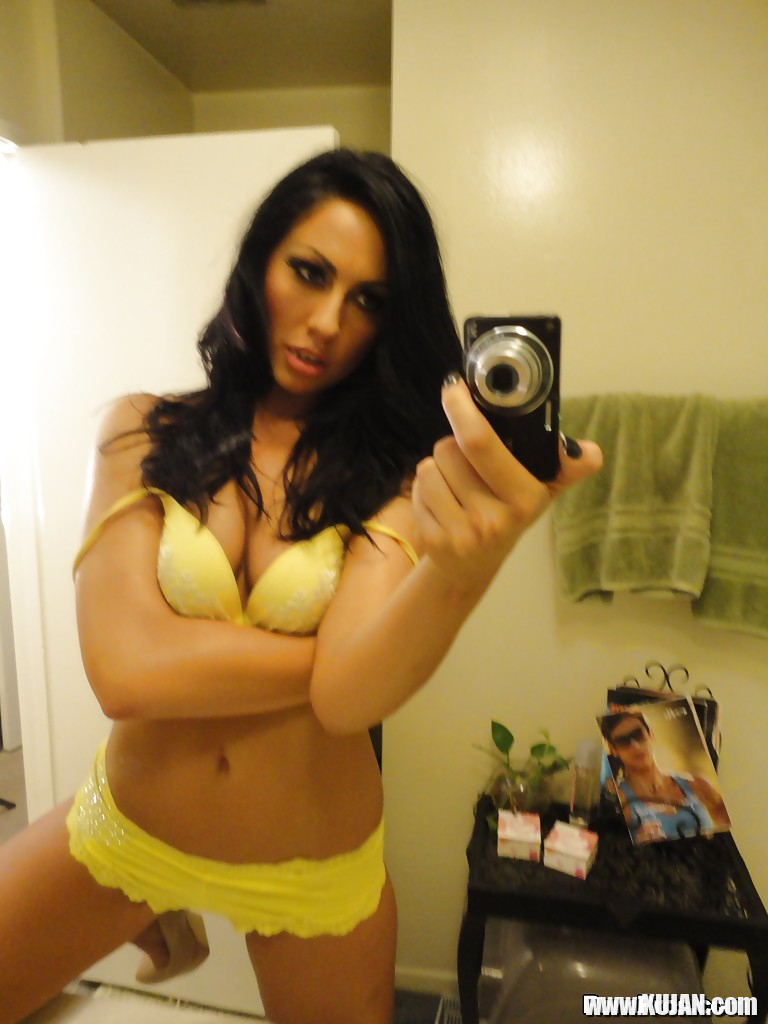 Brunette slut Tiffany Brookes taking mirror self shots while undressing - Photo #472390