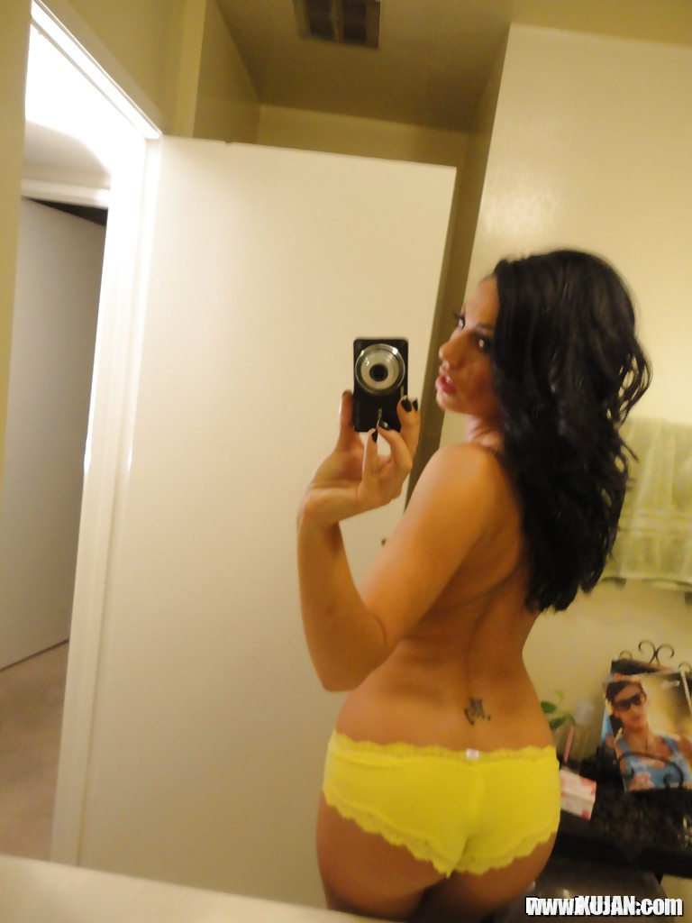 Brunette slut Tiffany Brookes taking mirror self shots while undressing - Photo #472393
