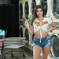 Playful brunette girl Mae Milano getting shagged hard in the laundromat