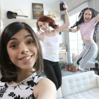 Athena Rayne Kylie Martin and Harmony Wonder sharing one big cock