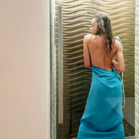 Angel Emily takes shower and tys her moist snatch