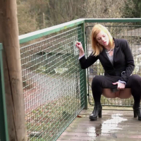 Blonde Chrissy Fox exposes shaved and wet snatch