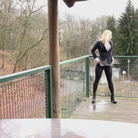 Blonde Chrissy Fox exposes shaved and wet snatch