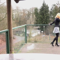 Blonde Chrissy Fox exposes shaved and wet snatch