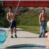 Gorgeous MILF Vicky Vette stripped from bikini for steamy group sex