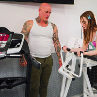 Naughty teen babe Reese Robbins gets exposed orally in the gym