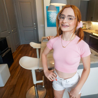 Redhead teen hottie Reese Robbins swallows some big meatpole