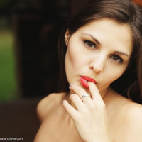 Beautiful brunette Alise Moreno gets naked for you at the cabin