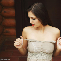 Beautiful brunette Alise Moreno gets naked for you at the cabin