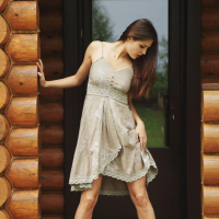 Beautiful brunette Alise Moreno gets naked for you at the cabin