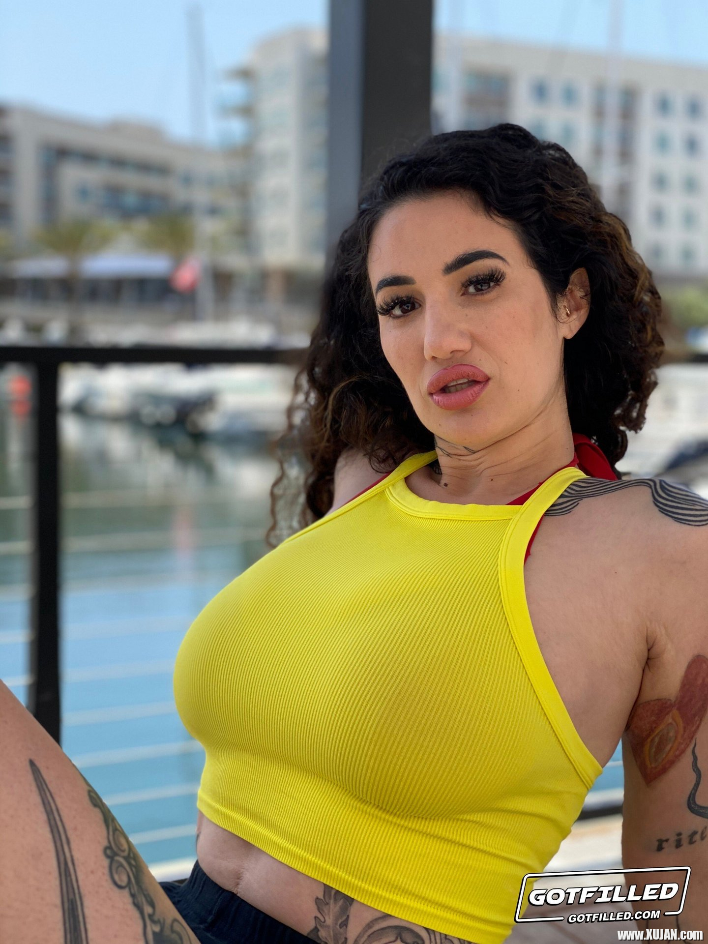 Tattooed slut Arabelle Raphael riding a dick while her big tits bounce - Photo #499486