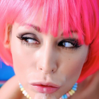 Monique Alexander sucks a POV style cock and gets lots of cum jizzed in her face