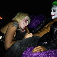 Filthy blondie Leya Falcon getting exposed by nasty cloun