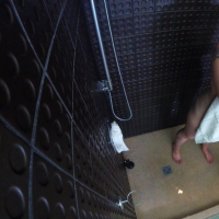 Hot blonde Leya Falcon rubbing her big boobs and ass while showering