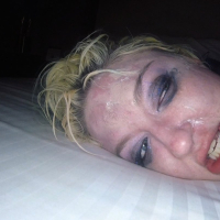 Slutty blonde Leya Falcon gags and rides on a thick wiener