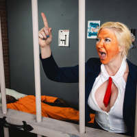 Big breasted Leya Falcon gets her butt destroyed by black cocked prisoner