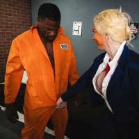 Big breasted Leya Falcon gets her butt destroyed by black cocked prisoner