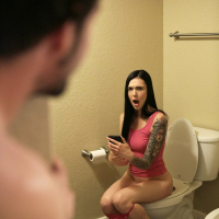 Kinky dark haired girl Marley Brinx gets expoed by her stepbro