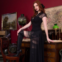 Zara DuRose posing in Stockings in Vintage Scene
