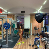 Hot babe Monika Fox loves working out completely naked in the gym