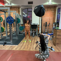 Hot babe Monika Fox loves working out completely naked in the gym