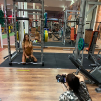 Hot babe Monika Fox loves working out completely naked in the gym