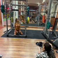 Hot babe Monika Fox loves working out completely naked in the gym