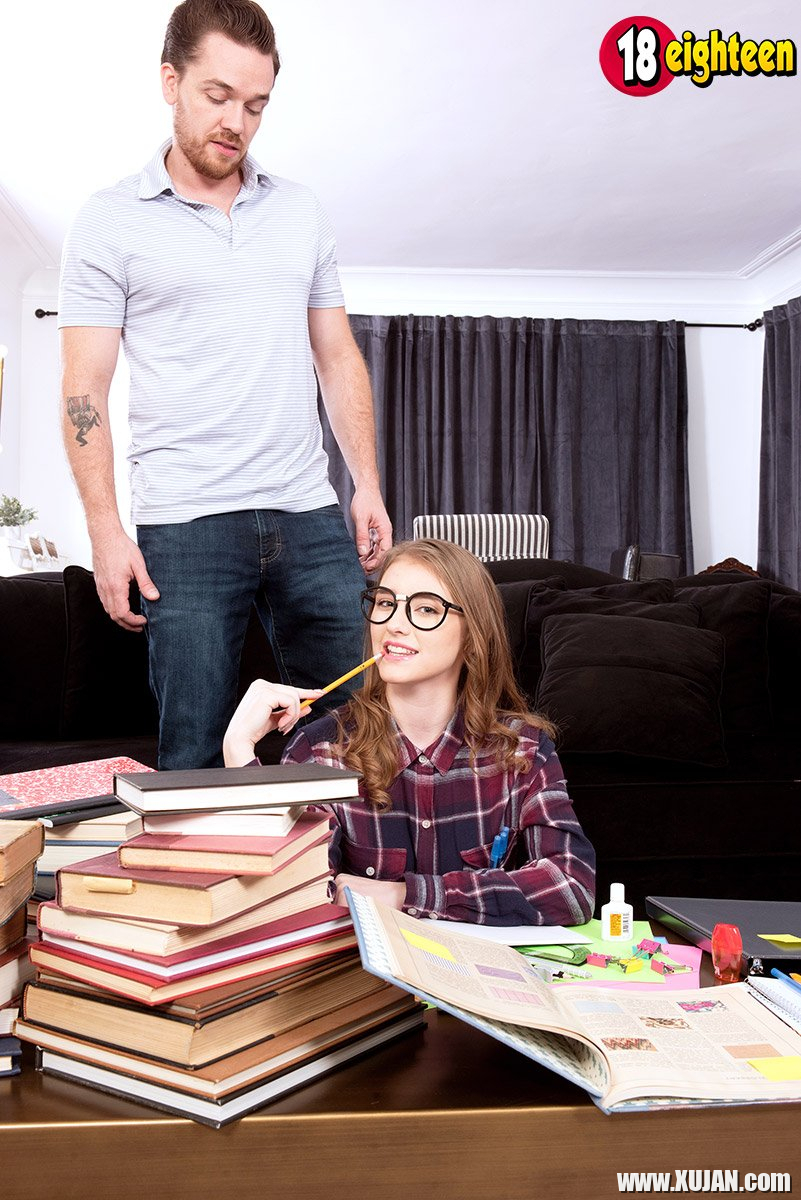 Nerdy schoolgirl Melody Marks gets down and dirty with a guy - Photo #523531