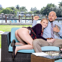 Naughty schoolgirl Melody Marks rides stepbros big wiener at home