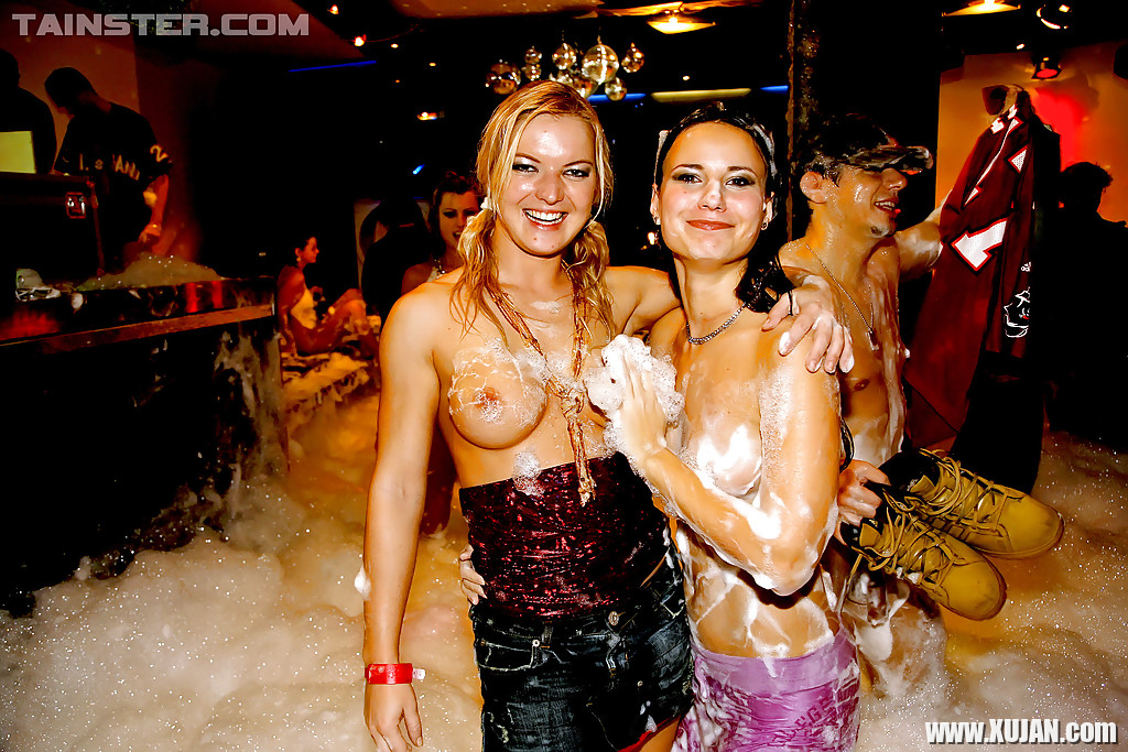 Steaming hot european gals getting fucked hard at the foam party - Photo #527637