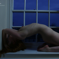 Beautiful chick Ella Hughes posing completely naked by the window