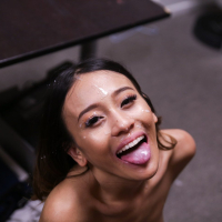 Tiny oriental slut Jasmine Grey rides a big and thick boner