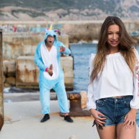 Taylor Sands sucking a cock down by the harbour