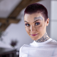 Tattooed bitch Tabitha Poison bends over for deep pussy banging