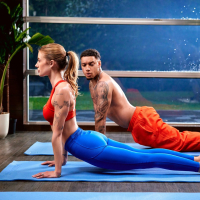 Gorgeous Barbie Feels enjoys riding a big black cock during yoga session