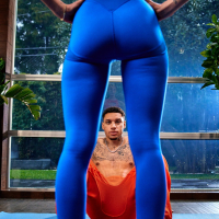Gorgeous Barbie Feels enjoys riding a big black cock during yoga session