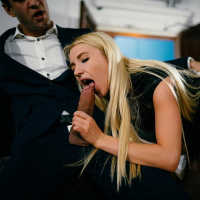 Sexy blonde french maid Lucy Skye strips and fucks her client